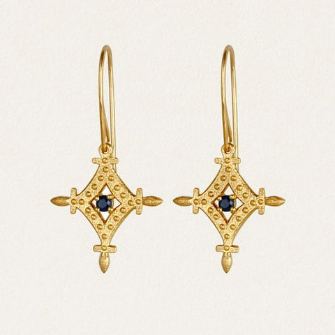 Corin Earrings - 18k Gold Vermeil and Blue Sapphire | Temple Of The Sun