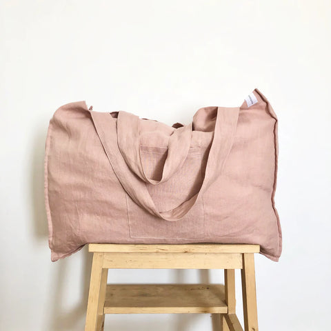 Linen Weekender Tote | Dusty Pink