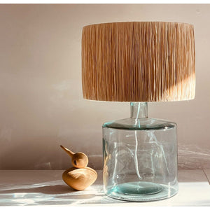 Arthur Bay Glass Table Lamp with Hand wrapped Raffia Shade