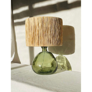 Alma Bay Glass Table Lamp with Hand wrapped Raffia Shade