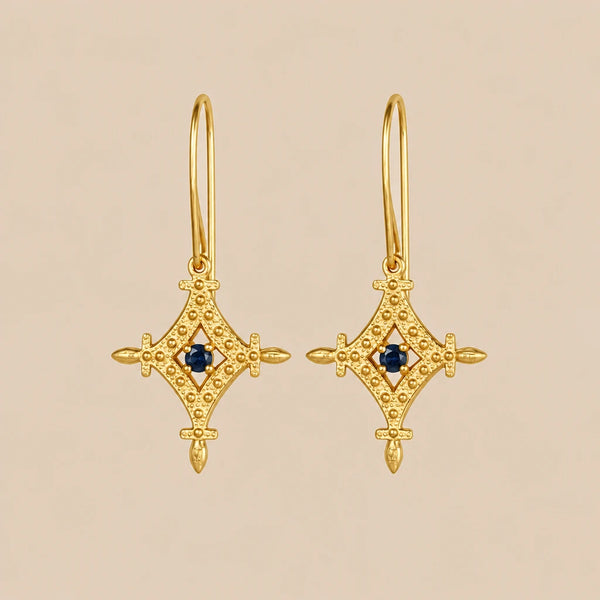 Corin Earrings - 18k Gold Vermeil and Blue Sapphire | Temple Of The Sun