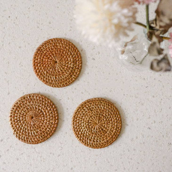 Round Rattan Coasters | Set of 4