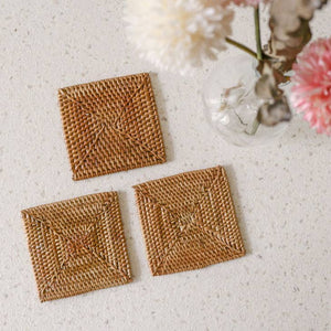 Square Rattan Coasters | Set of 4