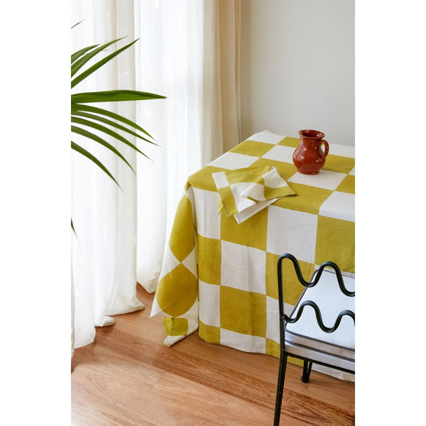 Hand-blocked Table Cloth | Zesty Check