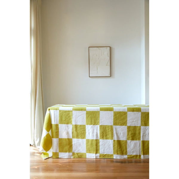 Hand-blocked Table Cloth | Zesty Check