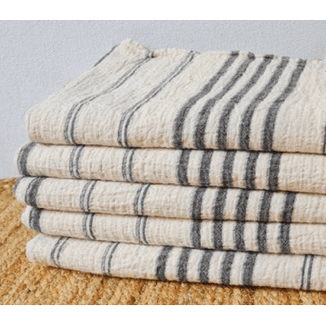 Beautiful Cream + Black Striped Throw