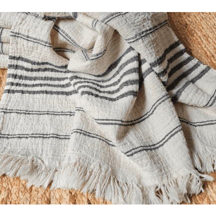 Beautiful Cream + Black Striped Throw