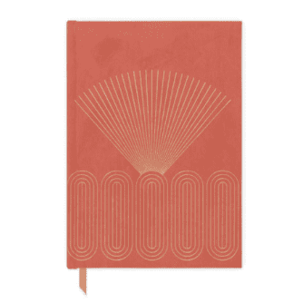 Hard Cover Suede Cloth Journal With Pocket | Bright Terracotta