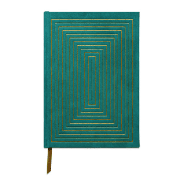 Hard Cover Suede Cloth Journal With Pocket | Emerald Green